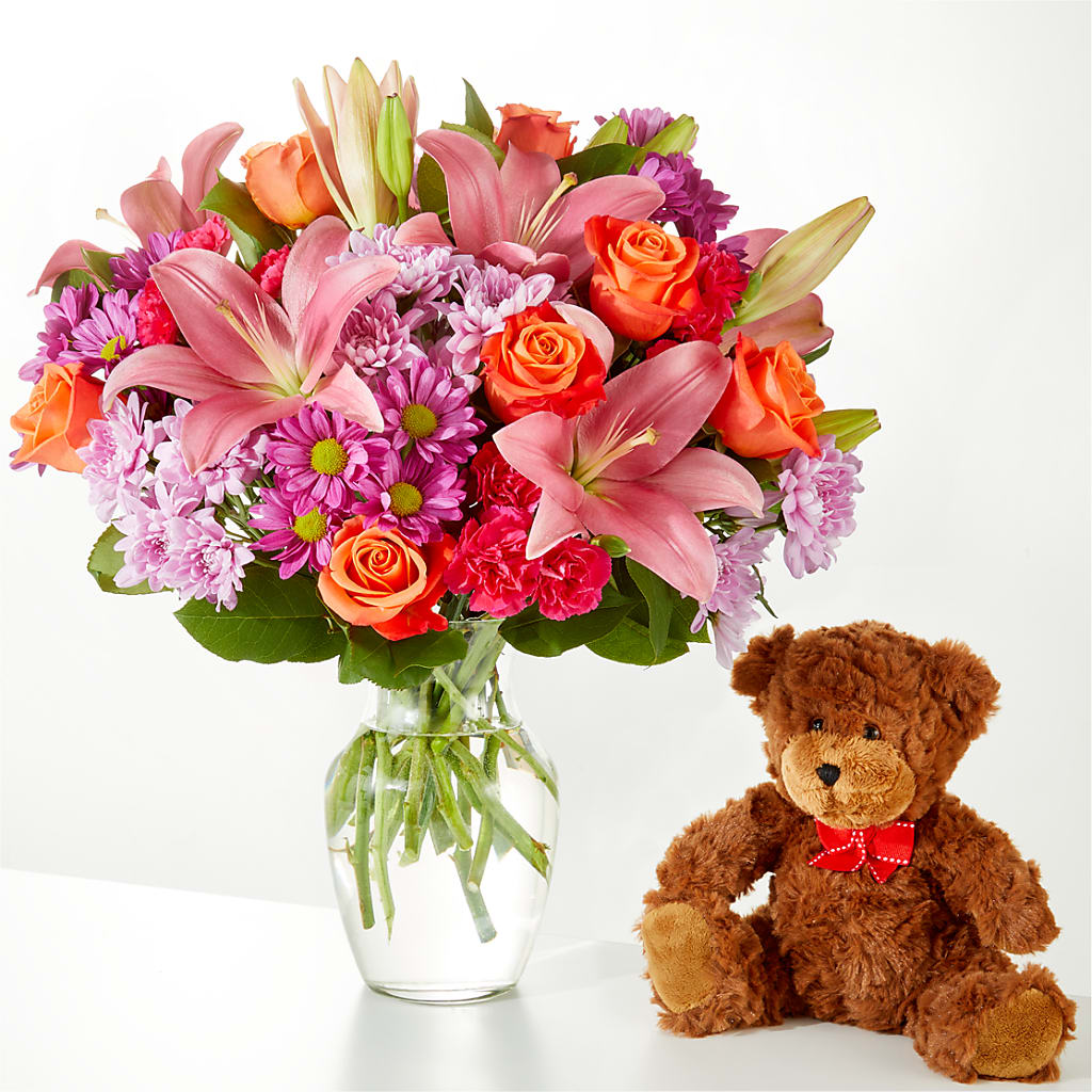 One and Only Bouquet and Bear Bundle – Touch Of Roses Inc, Visalia CA