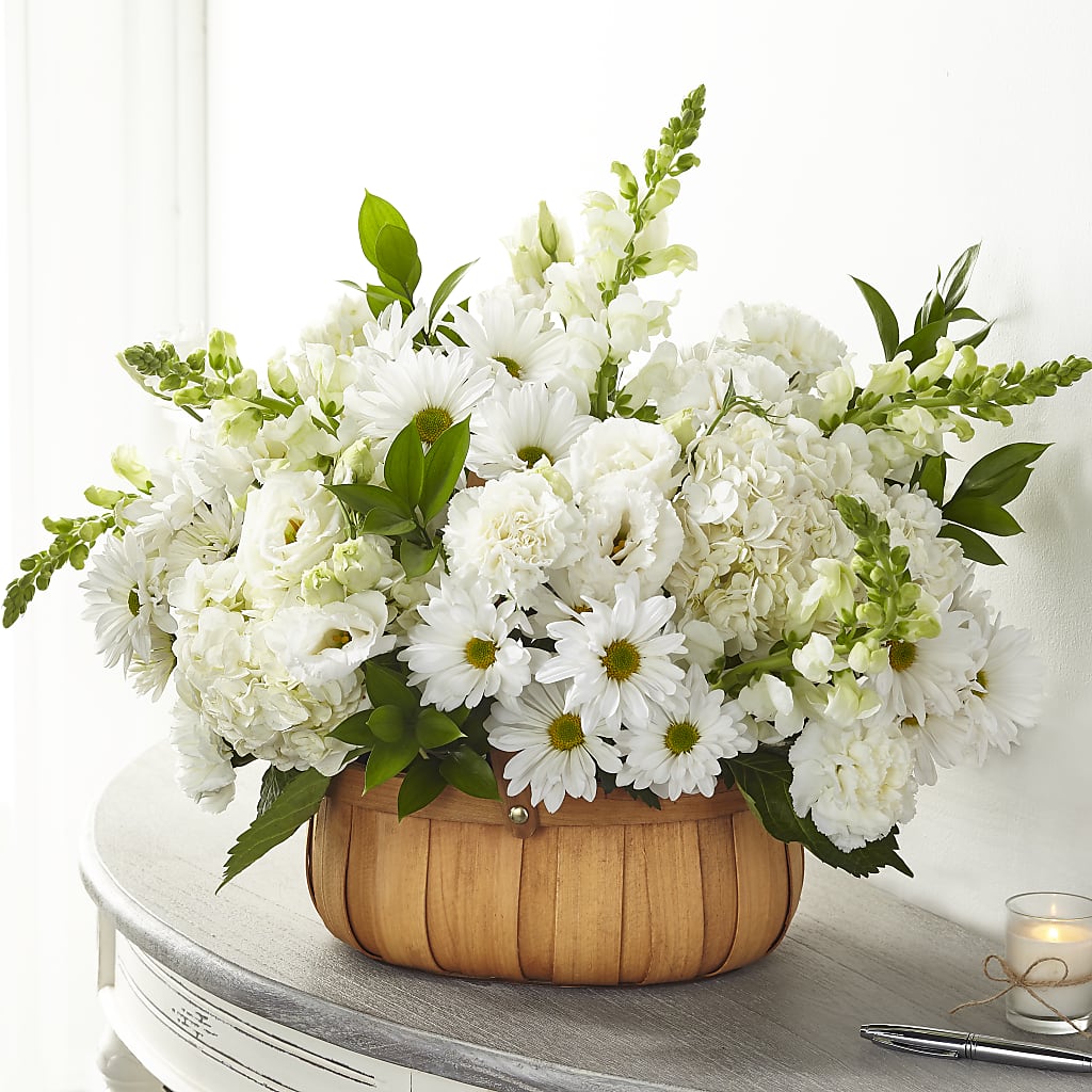 Pure Ivory Basket – Touch Of Roses Inc, Visalia CA
