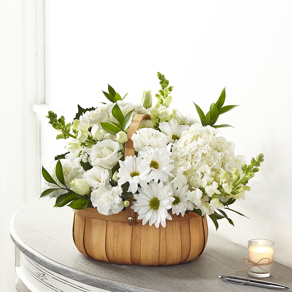 Pure Ivory Basket – Touch Of Roses INC, Visalia CA