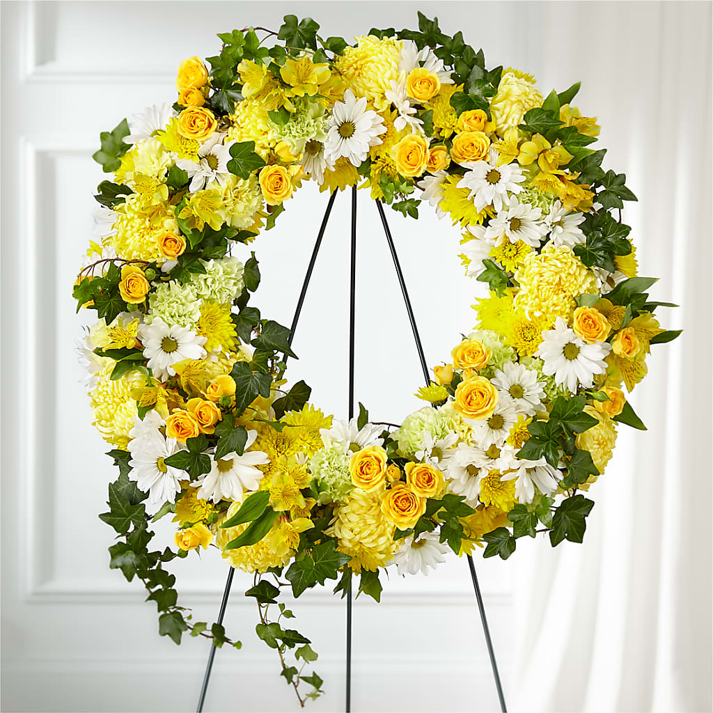 Golden Remembrance Wreath – Touch Of Roses Inc, Visalia CA