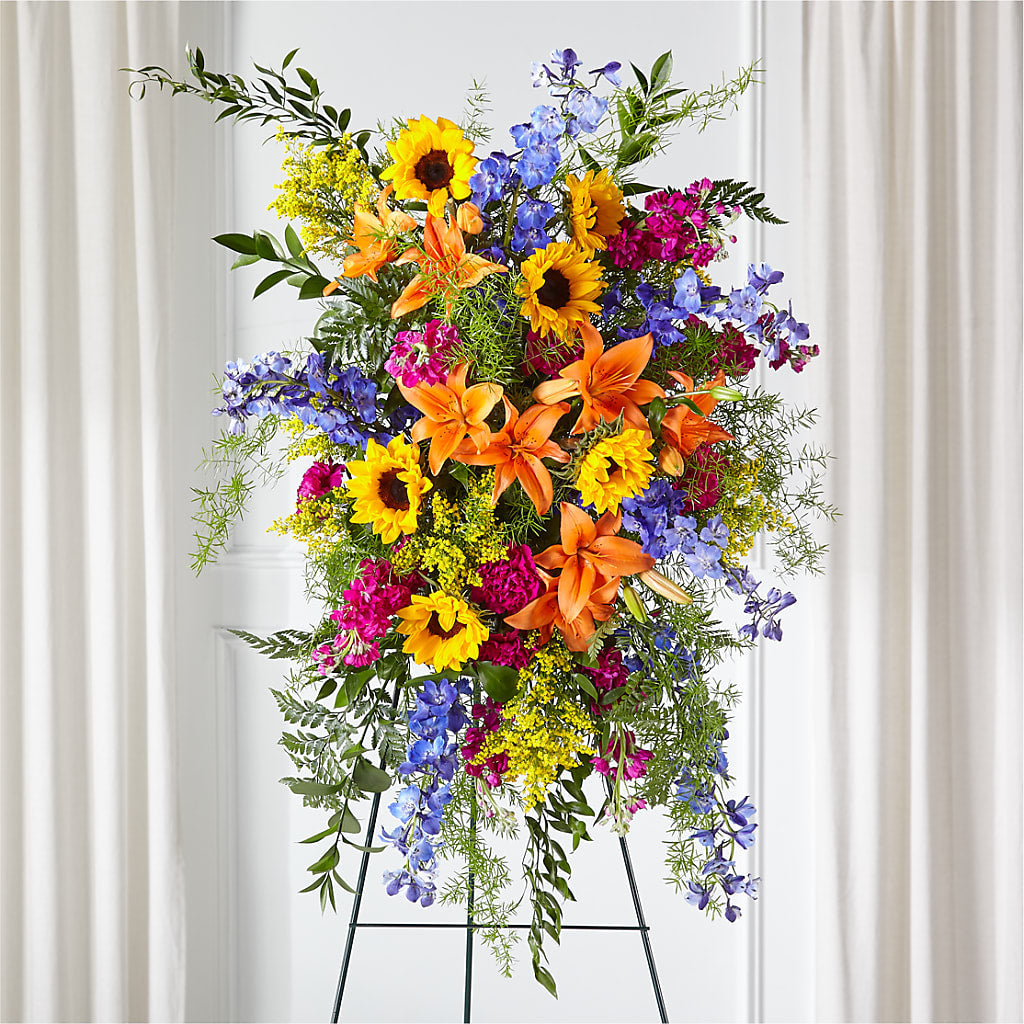Sunlit Memories Standing Spray (Standard) – Touch Of Roses Inc, Visalia CA