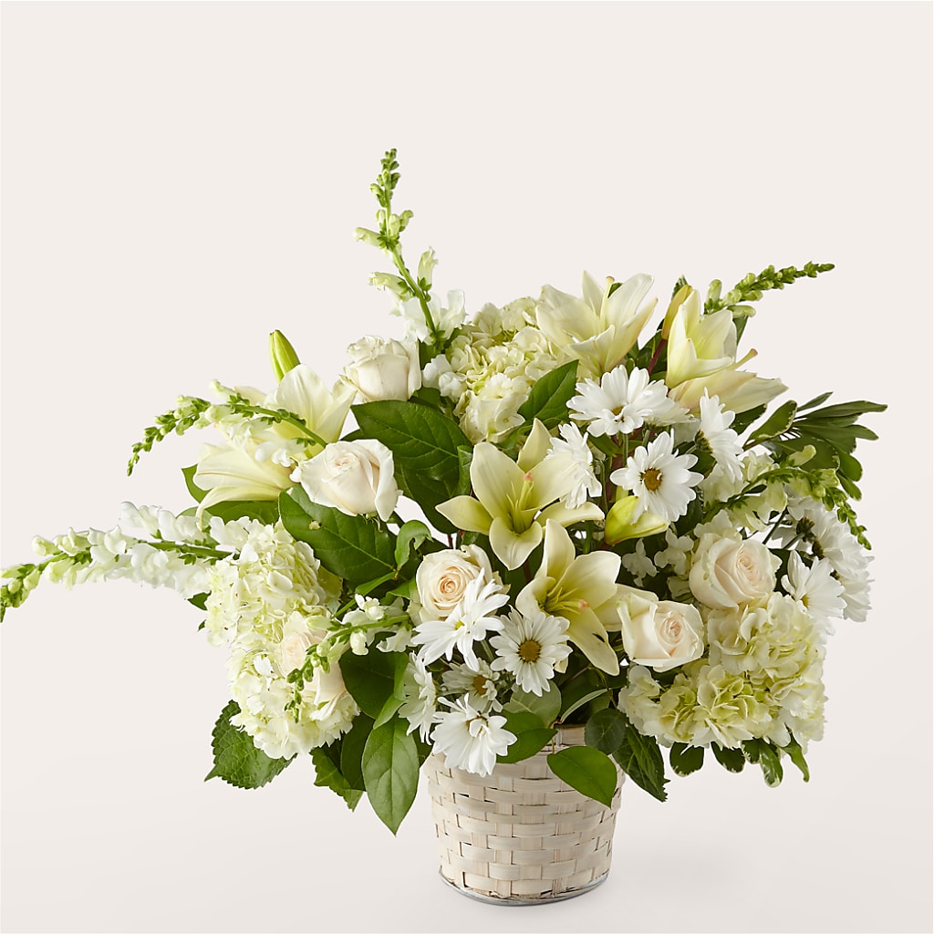 Ivory Elegance Floral Basket – Touch Of Roses Inc, Visalia CA