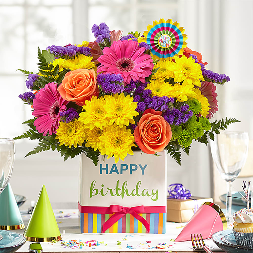 Birthday Brights Bouquet –  Touch Of Roses, Visalia CA