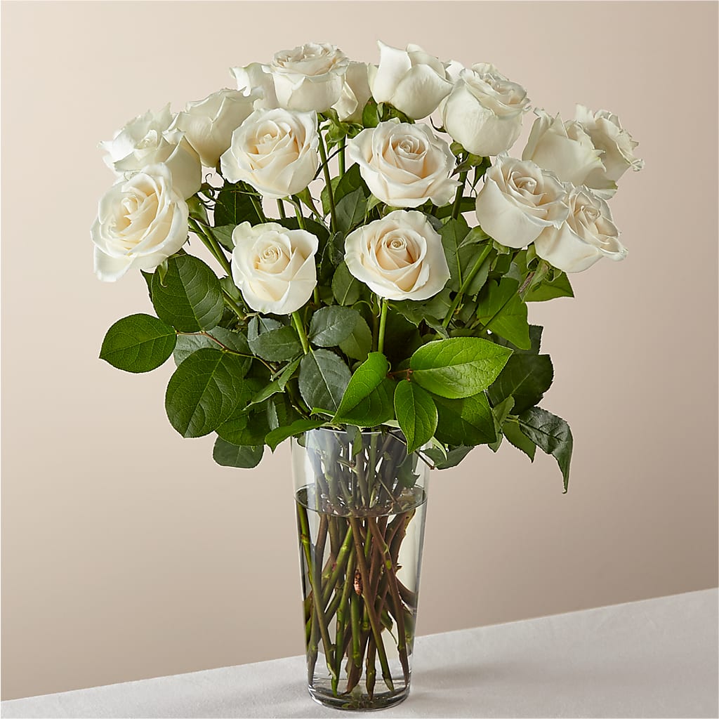 Long Stem White Rose Bouquet –  Touch Of Roses, Visalia CA