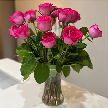 Long Stem Pink Rose Bouquet –  Touch Of Roses, Visalia CA