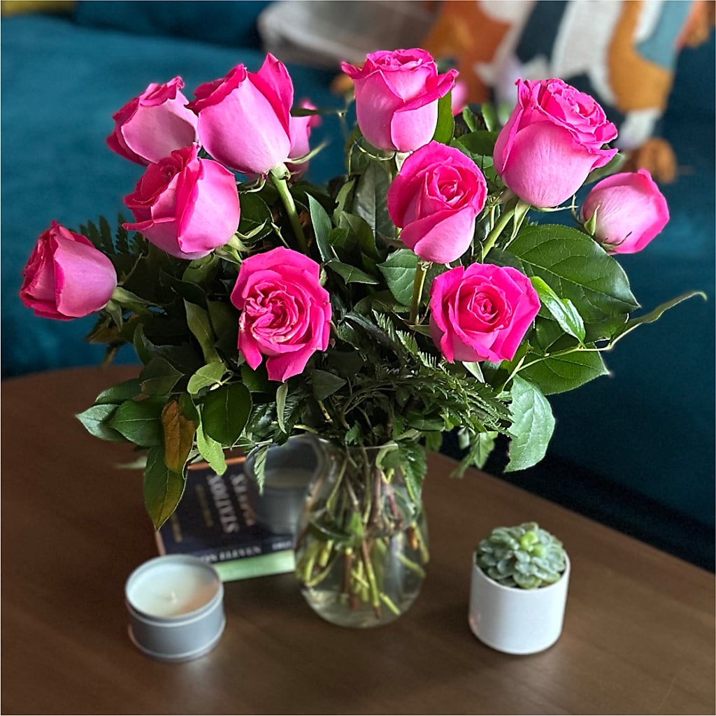 Long Stem Pink Rose Bouquet –  Touch Of Roses, Visalia CA