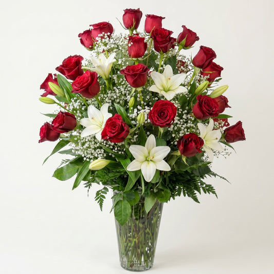 2 Dozen Radiant Rose with Lilies –  Touch Of Roses, Visalia CA