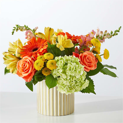 Autumn Sunshine Bouquet with Ivory Vase –  Touch Of Roses, Visalia CA