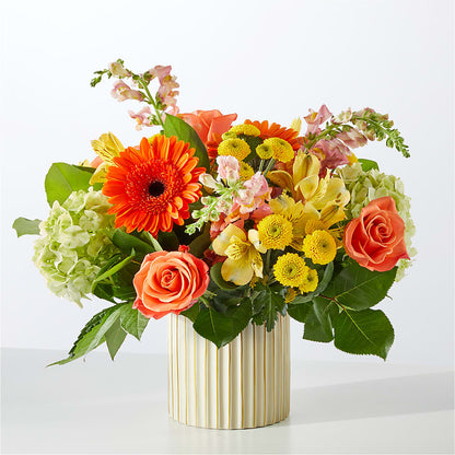 Autumn Sunshine Bouquet with Ivory Vase –  Touch Of Roses Inc, Visalia CA
